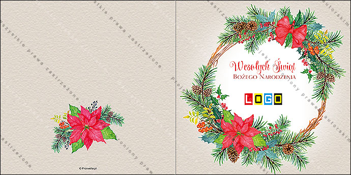 Projekt kartki świątecznej dla firm BN2-023 awers